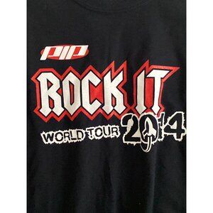 VTG Gildan Heavy Cotton ROCK IT World Tour 2014 Graphic Music Merch Black Tee